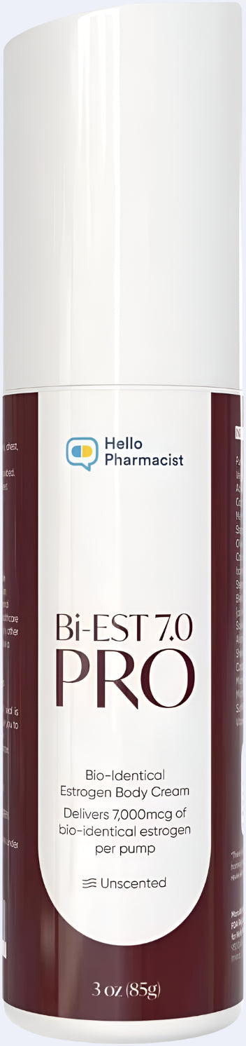 HelloPharmacist Bioidentical Bi-EST PRO 7.0 (Max Professional Strength 7mg Per Pump) Estrogen Cream for Women - Preserved with Essential Oils & Herbs - Additional Moisturizers - (3 oz/85g)