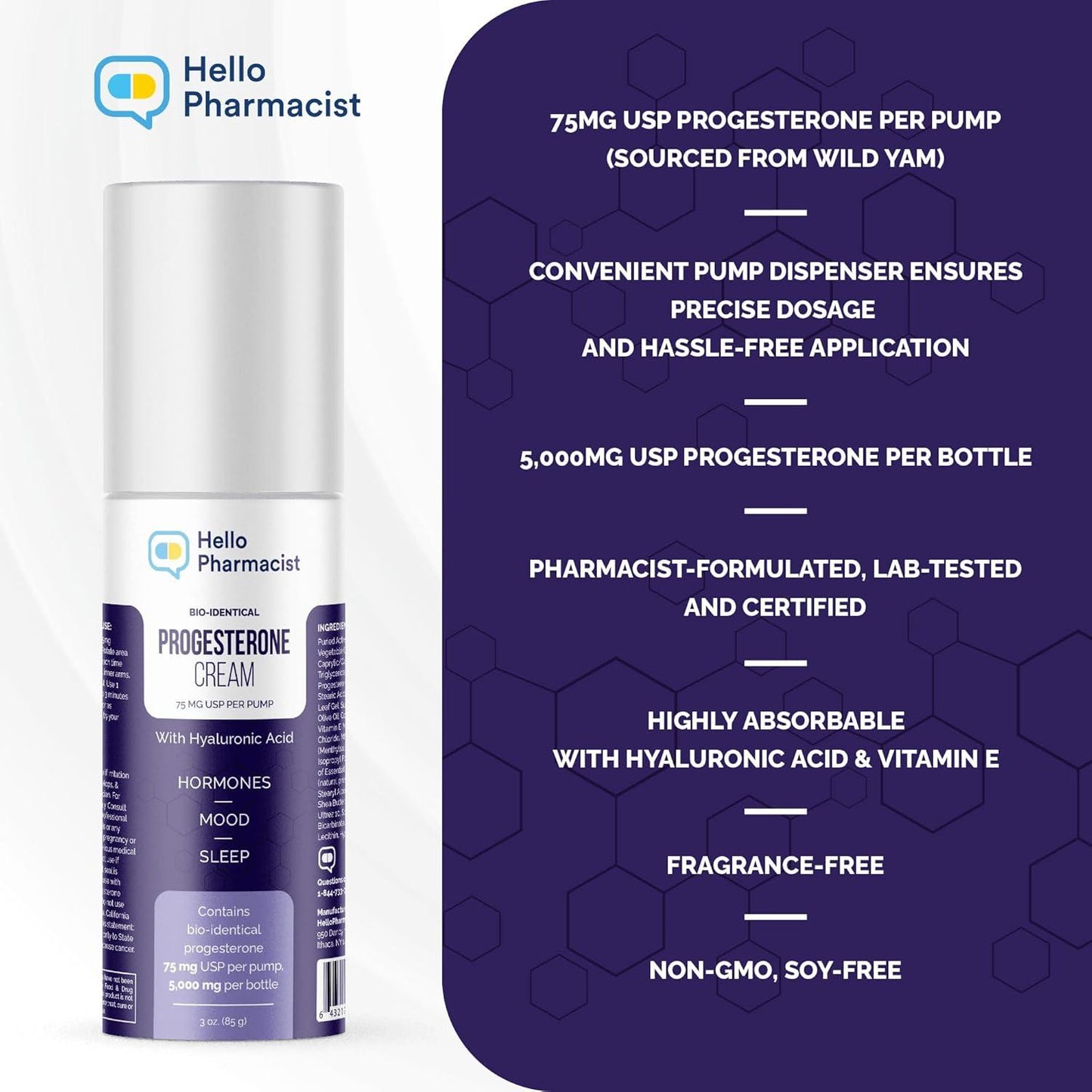 HelloPharmacist BioIdentical Progesterone Cream 75mg MAX