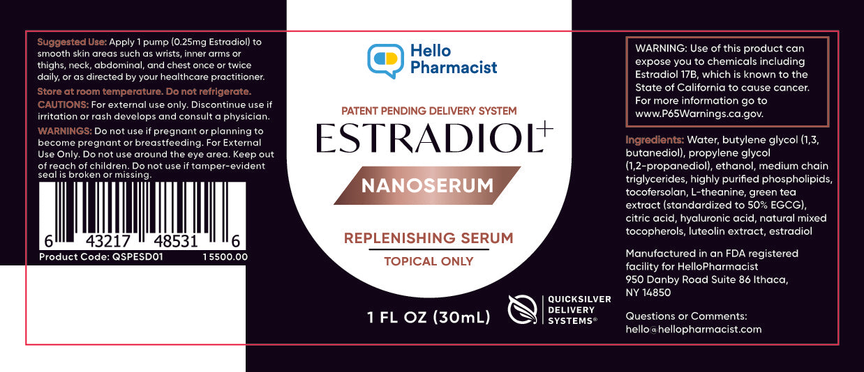 HelloPharmacist Nanoemulsified Bioidentical Estra'diol'+ Serum