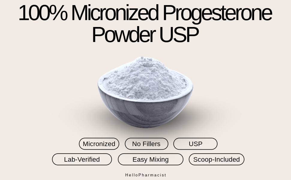 HelloPharmacist 100% Pure Progesterone Powder USP (Micronized)
