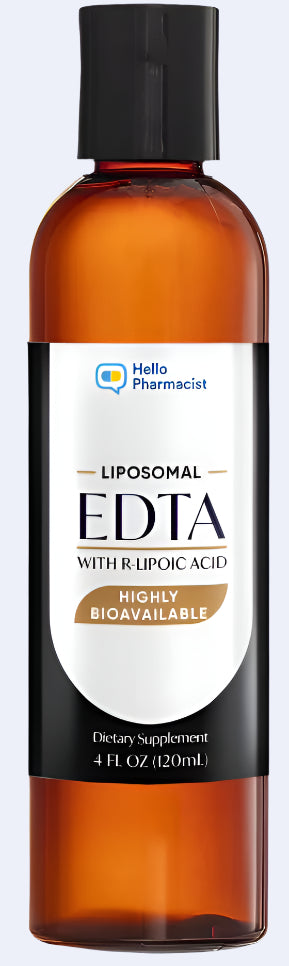 HelloPharmacist Liposomal EDTA with R-Lipoic Acid - 4 Oz Liquid - Quicksilver Delivery System Technology - Highly Bioavailable - 4 Oz (120mL)