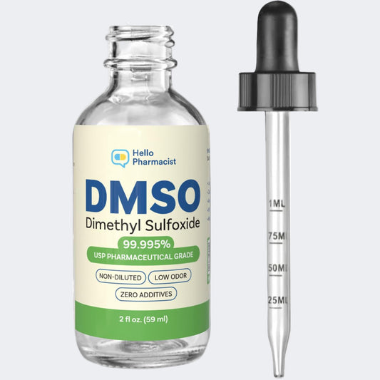 DMSO Liquid 99.995% USP Grade, Dimethyl Sulfoxide, 2 fl oz, High Purity & Undiluted - Made in The USA - HelloPharmacist