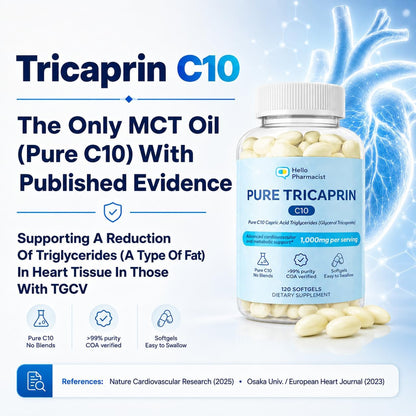 HelloPharmacist Pure Tricaprin C10 Softgels - 120 Count
