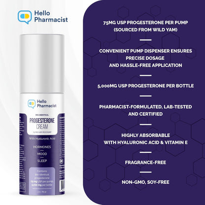 HelloPharmacist BioIdentical Progesterone Cream 75mg MAX