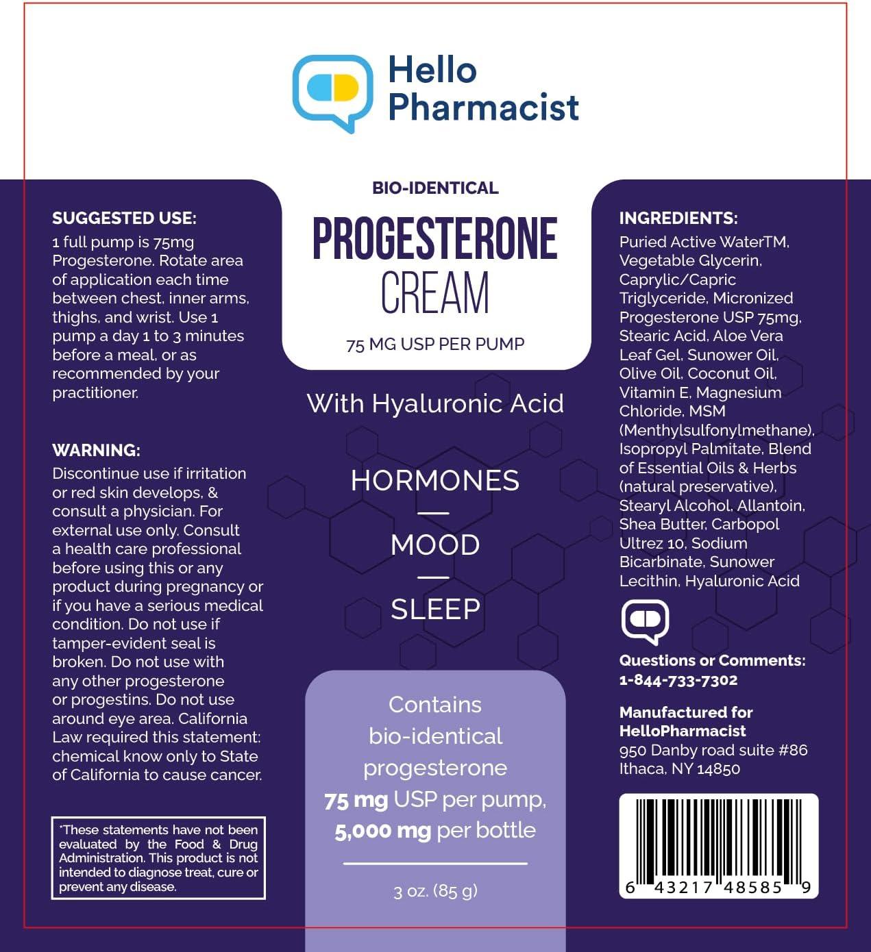HelloPharmacist BioIdentical Progesterone Cream 75mg MAX